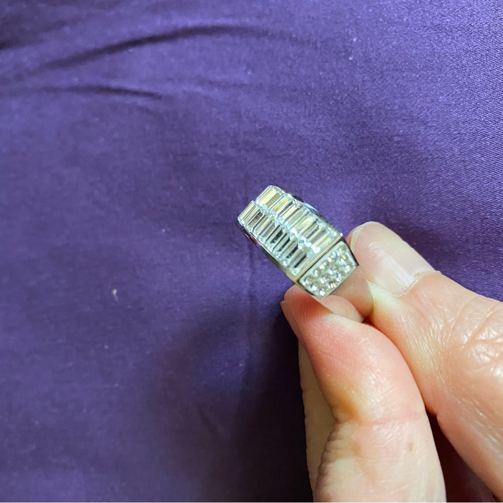 Silver and Gold Ring with Crystal Accents